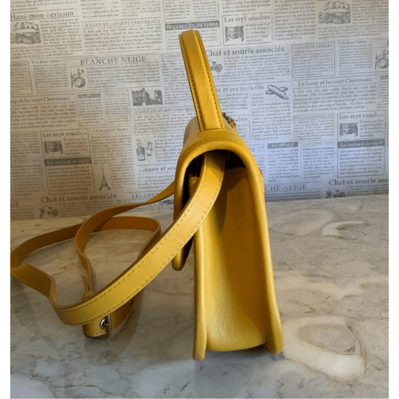 Coach Yellow Turnlock Clutch Top Handle Crossbody Bag - Picture 9 of 12